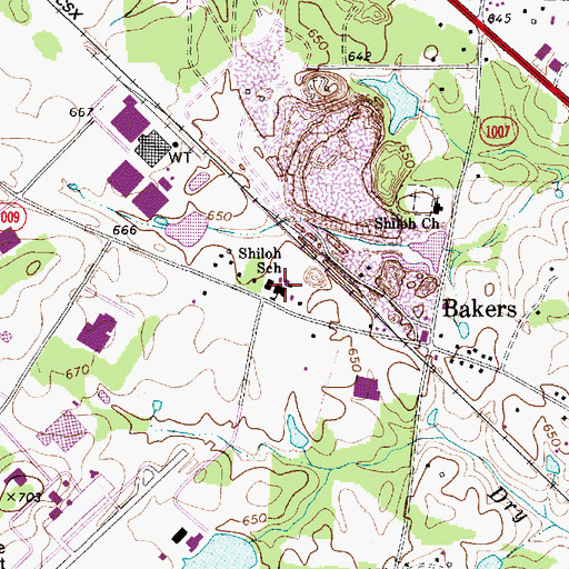 Topographic Map of Shiloh School, NC