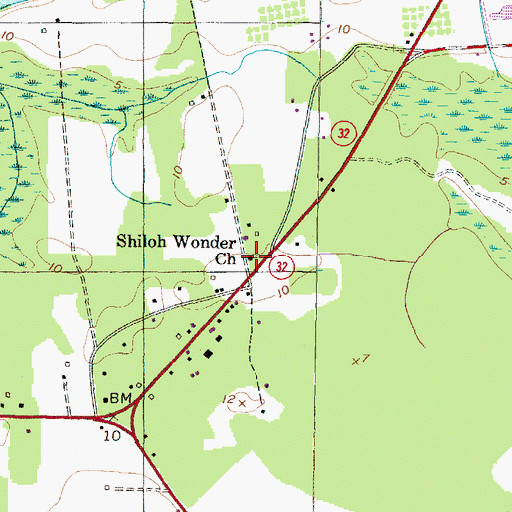 Topographic Map of Shiloh Wonder Church, NC