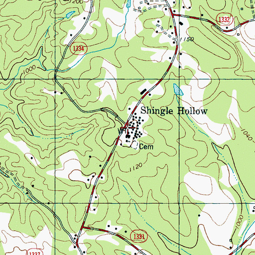 Topographic Map of Shingle Hollow, NC