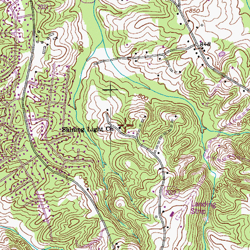 Topographic Map of Shining Light Church, NC