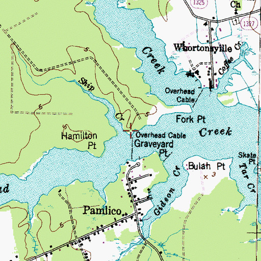 Topographic Map of Ship Creek, NC