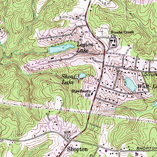 Topographic Map of Shoaf Lake, NC