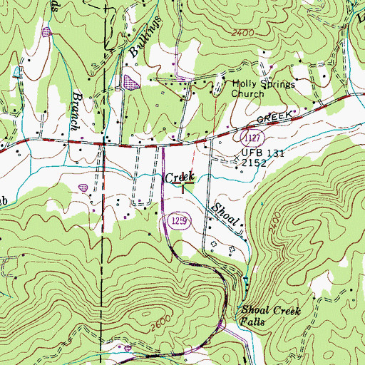 Topographic Map of Shoal Creek, NC