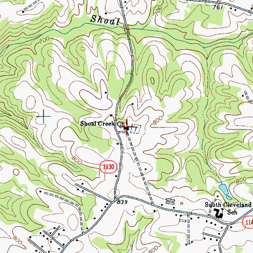 Topographic Map of Shoal Creek Church, NC