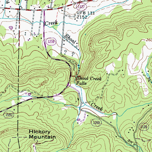 Topographic Map of Shoal Creek Falls, NC