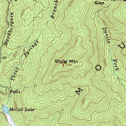 Topographic Map of Shoal Mountain, NC