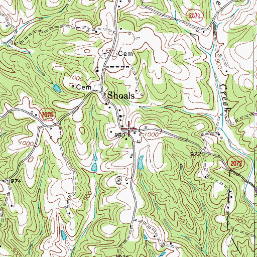 Topographic Map of Shoals, NC