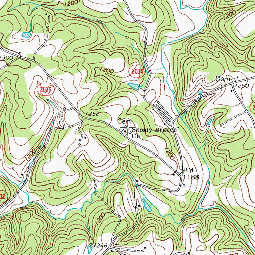 Topographic Map of Shoaly Branch Baptist Church, NC