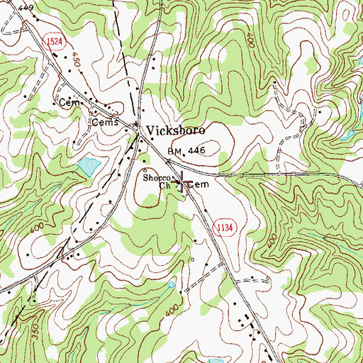Topographic Map of Shocco Church, NC