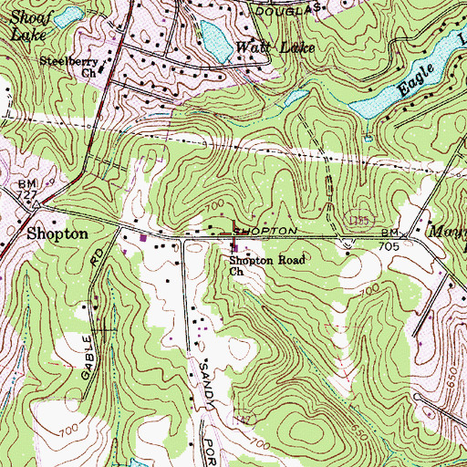 Topographic Map of Shopton Road Church, NC