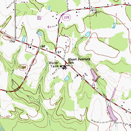 Topographic Map of Short Journey School, NC