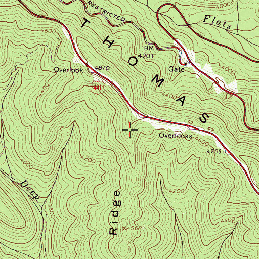 Topographic Map of Shot Beech Ridge, NC