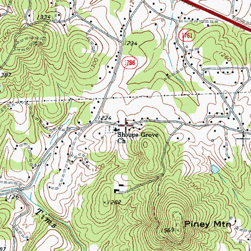 Topographic Map of Shoups Grove Church, NC