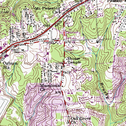 Topographic Map of Shouse Temple, NC