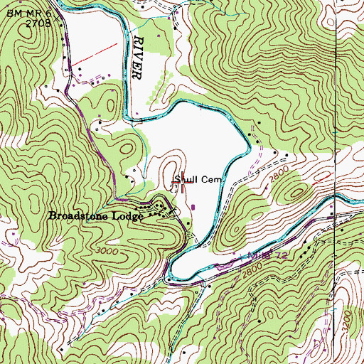 Topographic Map of Shull Cemetery, NC