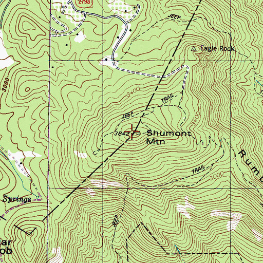Topographic Map of Shumont Mountain, NC