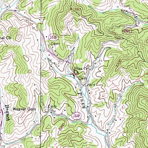 Topographic Map of Silas Creek Church, NC