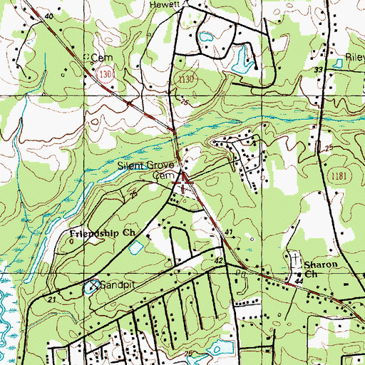 Topographic Map of Silent Grove Cemetery, NC