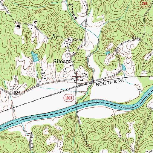 Topographic Map of Siloam, NC