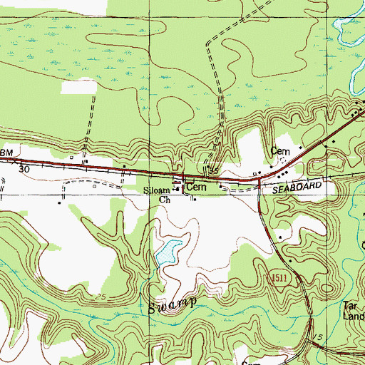 Topographic Map of Siloam Church, NC