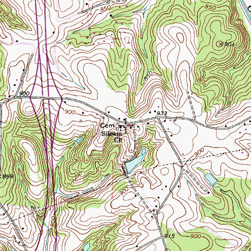 Topographic Map of Siloan Church, NC