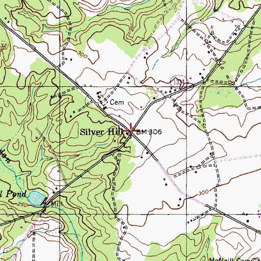 Topographic Map of Silver Hill, NC
