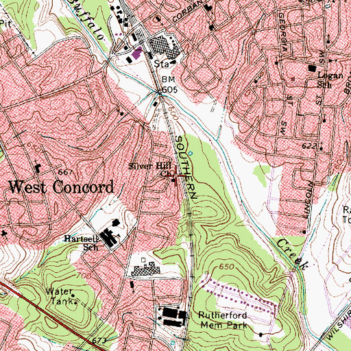 Topographic Map of Silver Hill Church, NC