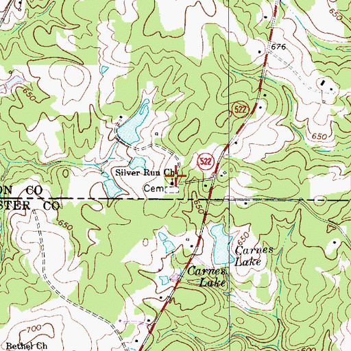 Topographic Map of Silver Run Church, NC