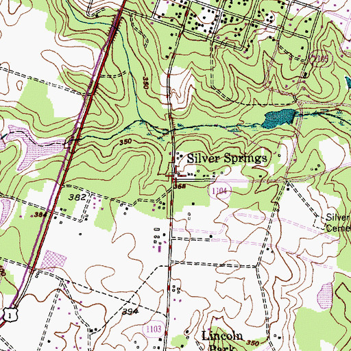 Topographic Map of Silver Springs, NC