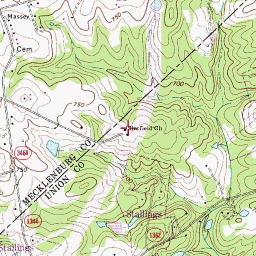 Topographic Map of Simfield Church, NC