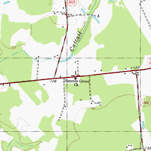 Topographic Map of Simmon Grove Church, NC
