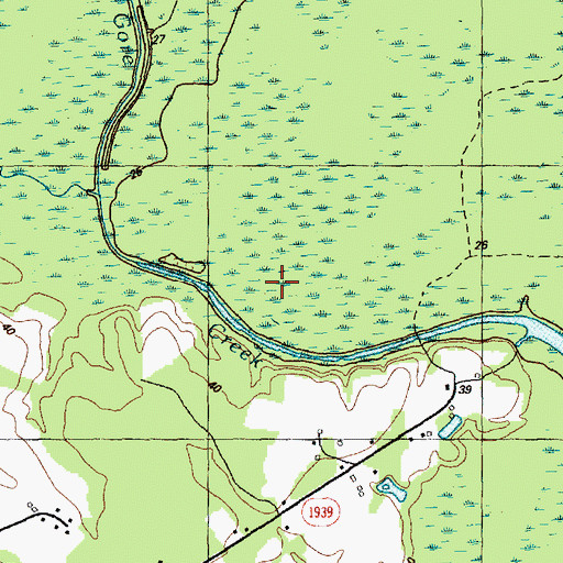 Topographic Map of Simmons Bay Creek, NC