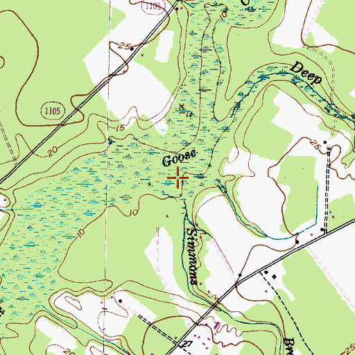 Topographic Map of Simmons Branch, NC