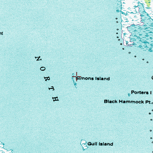 Topographic Map of Simons Island, NC