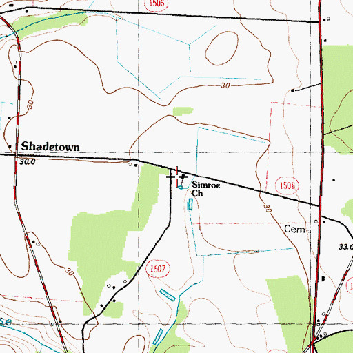 Topographic Map of Simroe Church, NC