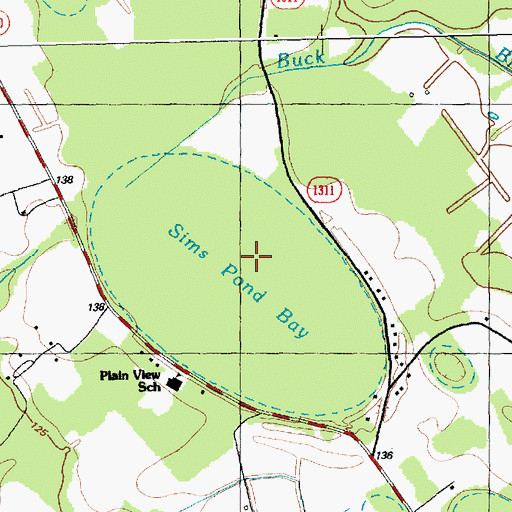 Topographic Map of Sims Pond Bay, NC