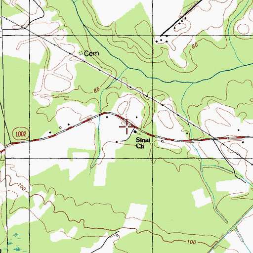Topographic Map of Sinai Church, NC