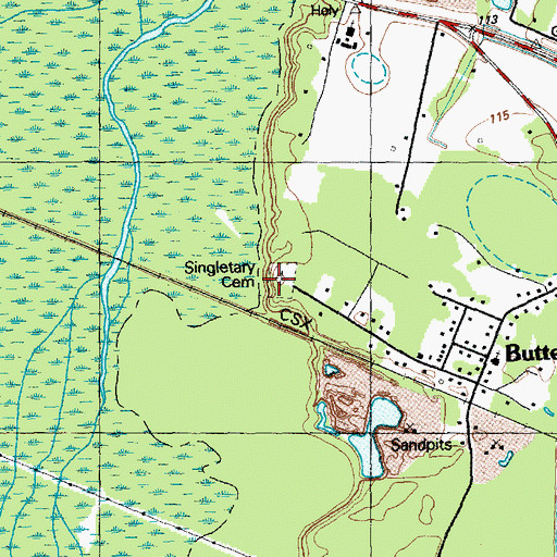 Topographic Map of Singletary Cemetery, NC