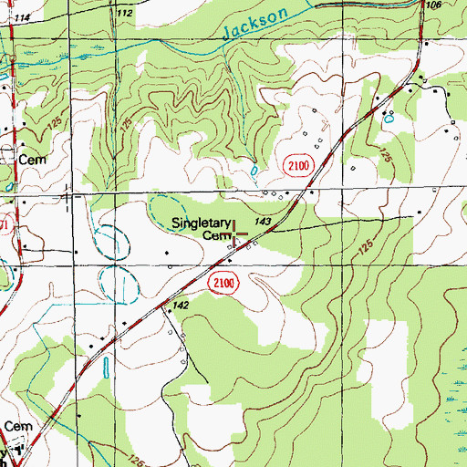 Topographic Map of Singletary Cemetery, NC