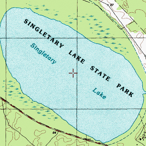 Topographic Map of Singletary Lake, NC