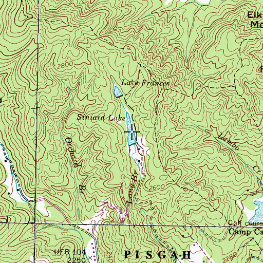 Topographic Map of Siniard Lake, NC