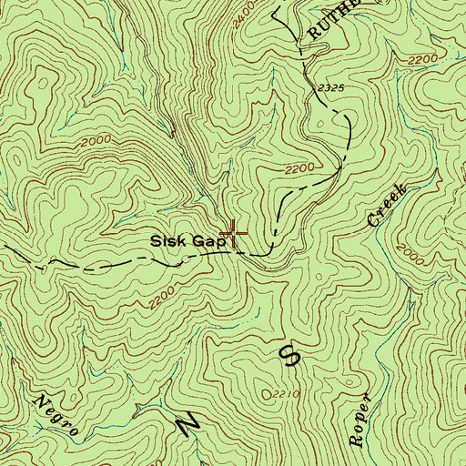 Topographic Map of Sisk Gap, NC