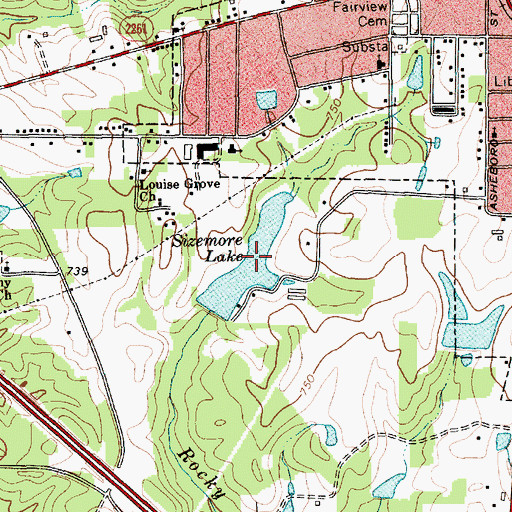 Topographic Map of Sizemore Lake, NC