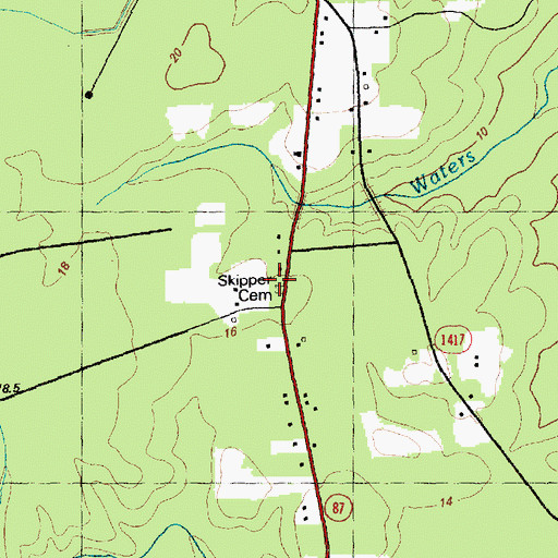 Topographic Map of Skipper Cemetery, NC