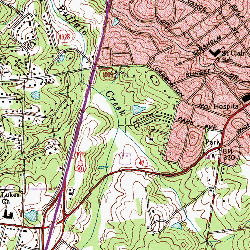 Topographic Map of Skunk Creek, NC