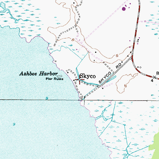 Topographic Map of Skyco, NC