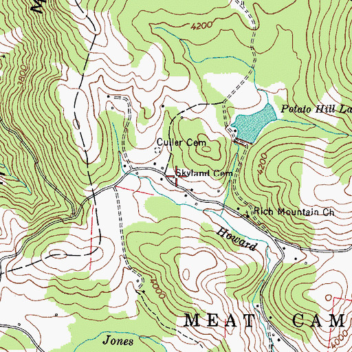 Topographic Map of Skyland Cemetery, NC