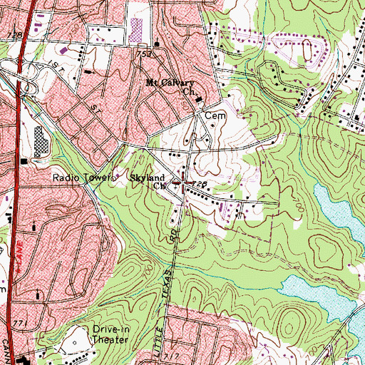 Topographic Map of Skyland Church, NC