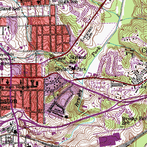 Topographic Map of Skyland Park, NC