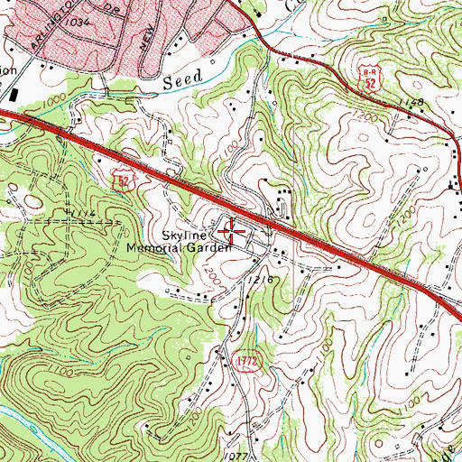 Topographic Map of Skyline Memorial Garden, NC
